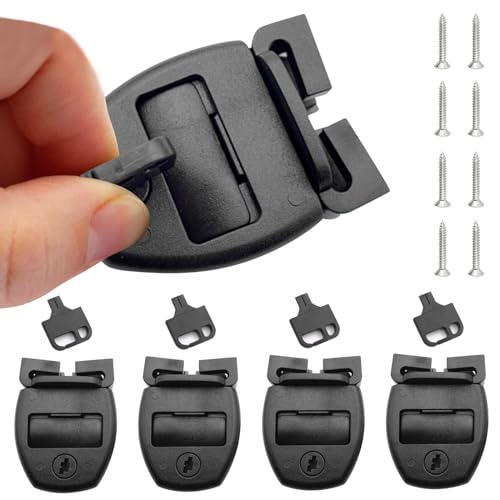 4 Sets Spa-Whirlpool-Abdeckungs-Clips, Ersatz-Set, Whirlpool-Abdeckung, Reparaturset, Ersatzriegel, Clipschloss mit Schlüsseln und Hardware, Hardware-Zubehör für Spa-Abdeckgurte (schwarz) von EVKILKJS