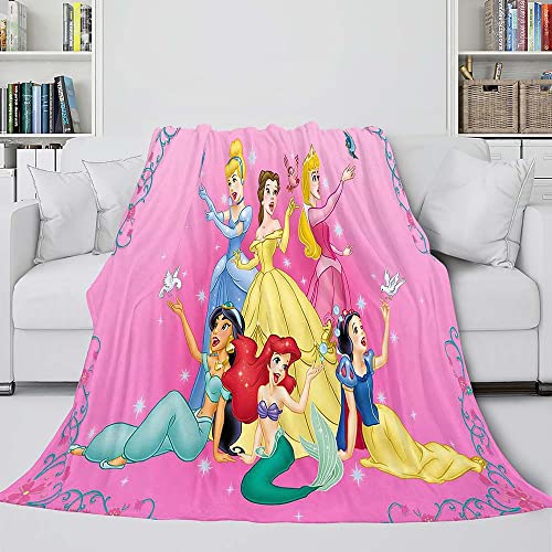 Princess Decke, Cinderella Und Belle Kuscheldecke, Rosa Mädchen Fleece Decke,3D Princess Bedruckte Decke Kind Erwachsene Fleecedecke von EVLURE