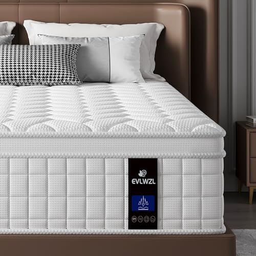 EVLWZL Queen-Size-Matratze, 25,4 cm, Queen-Size-Matratze in einer Box mit Memory-Schaum-Hybrid, individuelle Taschenfederkern für Unterstützung und Verbesserung des Schlafs, mittelfest (weiß) von EVLWZL