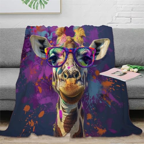 Bunte Giraffe Couchdecke Fleecedecke Sofadecke 3D Druck Decke Bett Decken Tagesdecke Flauschig Warm Weichen Flauschig Kuscheldecke for Erwachsene er 60x80inch(150x200cm) von EVMILA