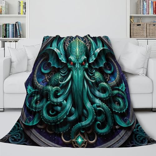 Cthulhu 3D Druck The Kunst of Horror Couchdecke Wohndecke Sofadecke Fleecedecke Kuscheldecke Flauschig Warm Bett Decken Tagesdecke Weichen Flauschig for Erwachsene Kinder 60x80inch(150x200cm) von EVMILA