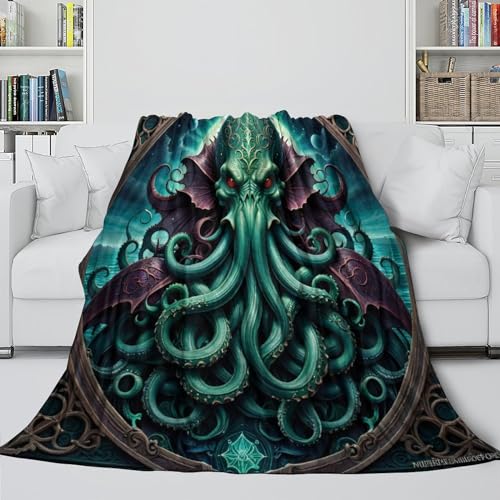 Cthulhu Couchdecke Decke 3D Druck The Kunst of Horror Sofadecke Fleecedecke Weichen Flauschig Flauschig Warm Bett Decken Tagesdecke Kuscheldecke Für Mädchen Jungen 60x80inch(150x200cm) von EVMILA