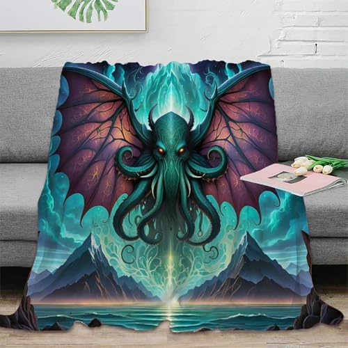 Cthulhu Couchdecke Fleecedecke 3D Druck Wohndecken Sofadecke Flauschig Warm Bett Decken Kuscheldecke Weichen Flauschig Tagesdecke Für n 80x90inch(200x230cm) von EVMILA