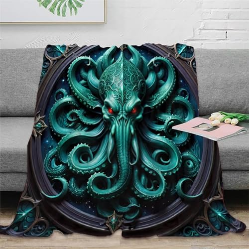 Cthulhu Fleecedecke 3D Druck Monster Sofadecke Wohndecke Couchdecke Kuscheldecke Tagesdecke Weichen Flauschig Bett Decken Flauschig Warm for Erwachsene Kinder 60x80inch(150x200cm) von EVMILA