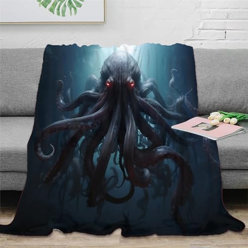 Cthulhu Fleecedecke Couchdecke Sofadecke 3D Druck Dunkler Oktopus Decke Tagesdecke Kuscheldecke Weichen Flauschig Bett Decken Flauschig Warm Für Mädchen Jungen 60x80inch(150x200cm) von EVMILA
