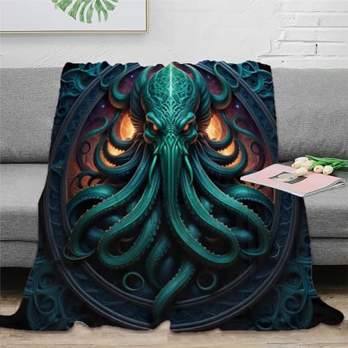 Cthulhu Fleecedecke Wohndecke Sofadecke 3D Druck Couchdecke Weichen Flauschig Flauschig Warm Tagesdecke Bett Decken Kuscheldecke for Erwachsene er 80x90inch(200x230cm) von EVMILA
