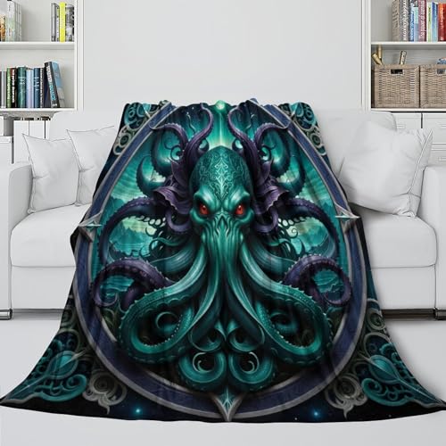 Cthulhu Sofadecke Couchdecke 3D Druck The Kunst of Horror Wohndecke Fleecedecke Flauschig Warm Bett Decken Weichen Flauschig Kuscheldecke Tagesdecke for Erwachsene Kinder 60x80inch(150x200cm) von EVMILA