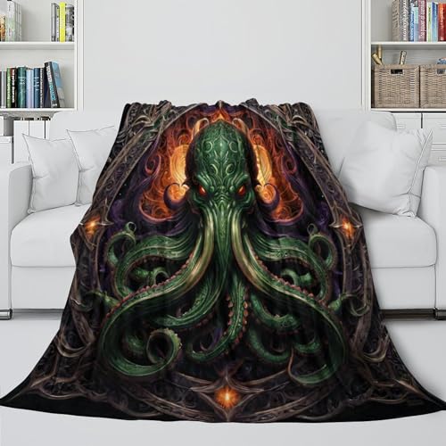 Cthulhu Sofadecke Couchdecke Fleecedecke Decke 3D Druck The Kunst of Horror Bett Decken Flauschig Warm Kuscheldecke Weichen Flauschig Tagesdecke Für Mädchen Jungen 60x80inch(150x200cm) von EVMILA