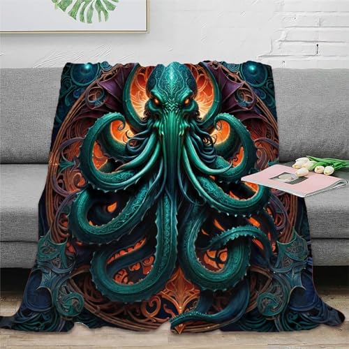 Cthulhu Wohndecken Sofadecke Fleecedecke 3D Druck Couchdecke Weichen Flauschig Flauschig Warm Kuscheldecke Tagesdecke Bett Decken for Erwachsene er 80x90inch(200x230cm) von EVMILA