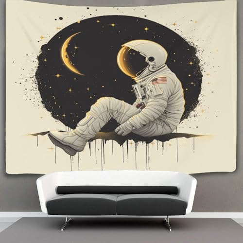 EVMILA 3D Astronaut Wandteppich Heimdekoration Bettwäsche Poster Wandkunst Tapisserie Wandbehang Polyester Für Kinderzimmer Wohnzimmer Schlafsaal Vorhang 150cmx200cm von EVMILA