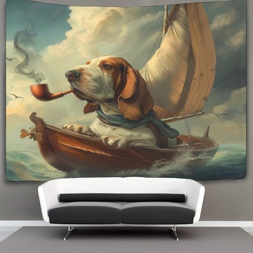 EVMILA 3D Basset Hound Dog Wandteppich Heimdekoration Bettwäsche Poster Wandkunst Tapisserie Wandbehang Polyester Für Kinderzimmer Wohnzimmer Schlafsaal Vorhang 100cmx150cm von EVMILA
