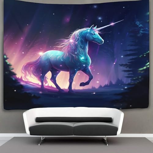 EVMILA 3D Einhorn Wandteppich Heimdekoration Bettwäsche Poster Wandkunst Tapisserie Wandbehang Polyester Für Schlafzimmer Wohnzimmer Schlafsaal Hausdeko 100cmx150cm von EVMILA