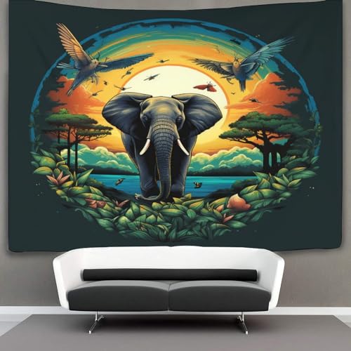 EVMILA 3D Elefant Wandteppich Heimdekoration Bettwäsche Poster Wandkunst Tapisserie Wandbehang Polyester Für Schlafzimmer Wohnzimmer Schlafsaal Raumdeko 180cmx230cm von EVMILA
