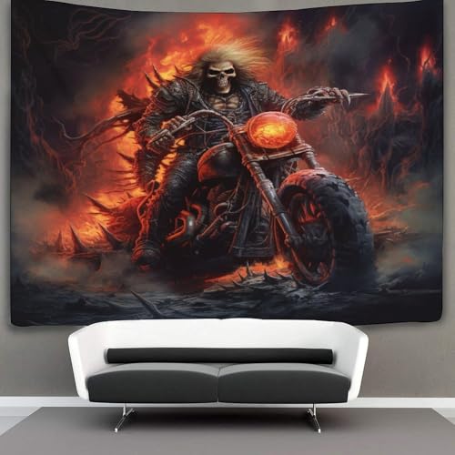 EVMILA 3D Ghosts Rider Wandteppich Heimdekoration Bettwäsche Poster Wandkunst Tapisserie Wandbehang Polyester Für Kinder Jungen Mädchen Schlafzimmer Wohnzimmer 150cmx200cm von EVMILA