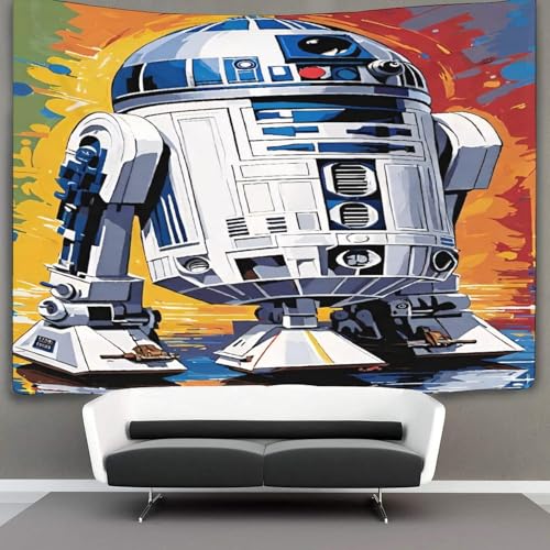 EVMILA 3D Krieg der Sterne Wandteppich Heimdekoration Bettwäsche Poster Wandkunst R2-D2 Tapisserie Wandbehang Polyester Für Schlafzimmer Stranddecke College Schlafsaal 70cmx100cm von EVMILA