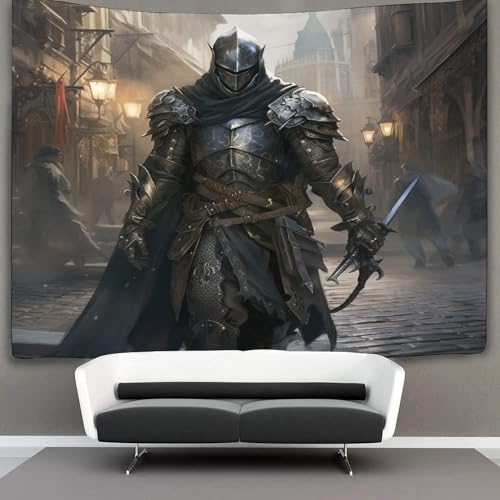 EVMILA 3D Mittelalterlicher Ritter Wandteppich Heimdekoration Bettwäsche Poster Wandkunst Tapisserie Wandbehang Polyester Für Kinder Jungen Mädchen Schlafzimmer Wohnzimmer 130cmx150cm von EVMILA
