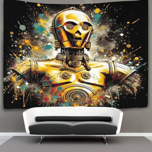 EVMILA 3D Star Wars Wandteppich Heimdekoration Bettwäsche Poster Wandkunst C-3PO Tapisserie Wandbehang Polyester Für Schlafzimmer Wohnzimmer Schlafsaal Raumdeko 70cmx100cm von EVMILA
