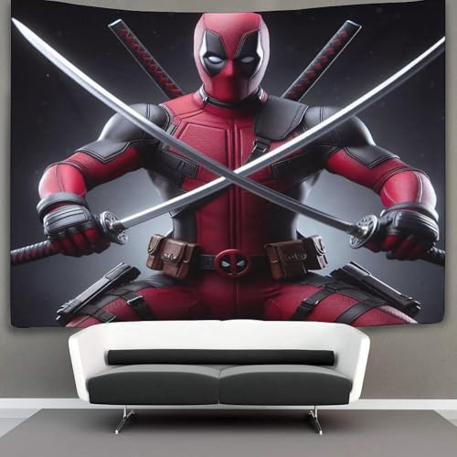 EVMILA 3D Totes Schwimmbad Deadpool Wandteppich Heimdekoration Bettwäsche Poster Wandkunst Tapisserie Wandbehang Polyester Für Kinderzimmer Wohnzimmer Schlafsaal Vorhang 130cmx150cm von EVMILA