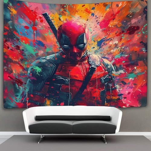 EVMILA 3D Totes Schwimmbad Deadpool Wandteppich Heimdekoration Bettwäsche Poster Wandkunst Tapisserie Wandbehang Polyester Für Wohnzimmer Schlafzimmer Schlafsaal Deko 100cmx150cm von EVMILA