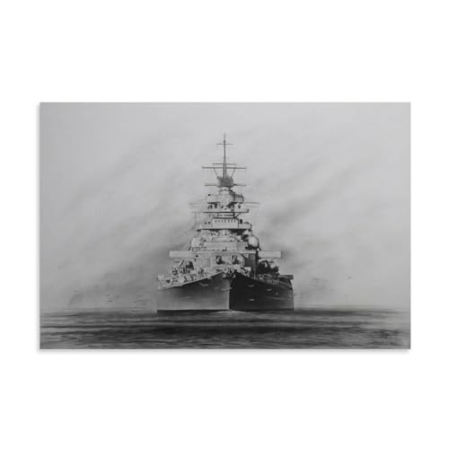 EVMILA Bismarck Schlachtschiff-Poster, dekoratives Gemälde, Leinwand, Wandposter und Kunstdruck, modernes Familienschlafzimmer-Dekor-Poster, 50 x 75 cm von EVMILA