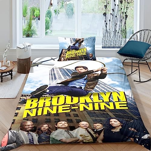 EVMILA Brooklyn Nine-Nine Plakate Bettwäschegarnitur 3D Gedruckter Für Kinder Mädchen Jungen Bettbezug Set Und Kissenbezüge Weich Microfaser Reissverschluss Bettwäsche 2 Teilig Single（135x200cm） von EVMILA