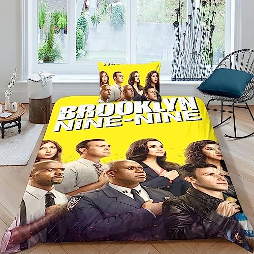 EVMILA Brooklyn Nine-Nine Plakate Für Kinder Mädchen Jungen Bettwäschegarnitur Bettbezug Set 3D Gedruckter Und Kissenbezüge Bettwäsche Reissverschluss Weich Microfaser 2 Teilig Single（135x200cm） von EVMILA