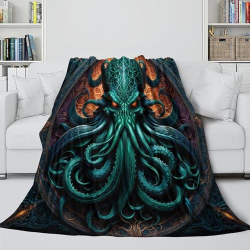 EVMILA Cthulhu Wohndecken 3D Druck The Kunst of Horror Sofadecke Couchdecke Fleecedecke Kuscheldecke Bett Decken Flauschig Warm Tagesdecke Weichen Flauschig Für Mädchen Jungen 60x80inch(150x200cm) von EVMILA