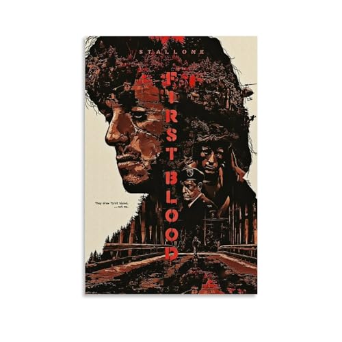 EVMILA Filmposter Rambo First Blood, dekoratives Gemälde, Leinwand-Wandposter und Kunstdruck, modernes Familienschlafzimmer-Dekor-Poster, 20 x 30 cm von EVMILA