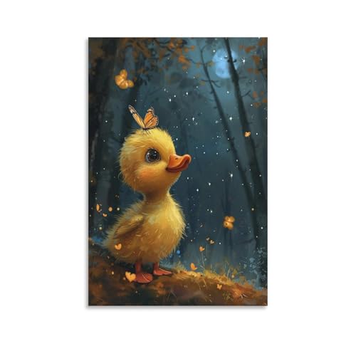 EVMILA Gelbe Ente Poster, Dekoratives Gemälde, Leinwand, Wandkunst, Wohnzimmer, Poster, Schlafzimmer, Gemälde 16x24inch(40x60cm) von EVMILA