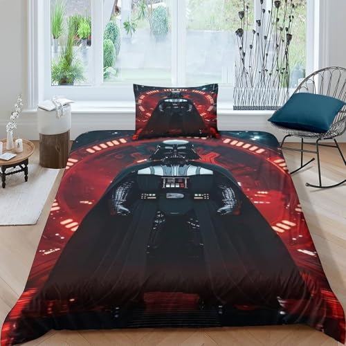 EVMILA Krieg der Sterne Bettbezug Set Mädchen Junge Kinder Bettwäschegarnitur 3D Gedruckter Darth Vader Reissverschluss Bettwäsche Weich Microfaser Und Kissenbezüge 2 Teilig Single（135x200cm） von EVMILA