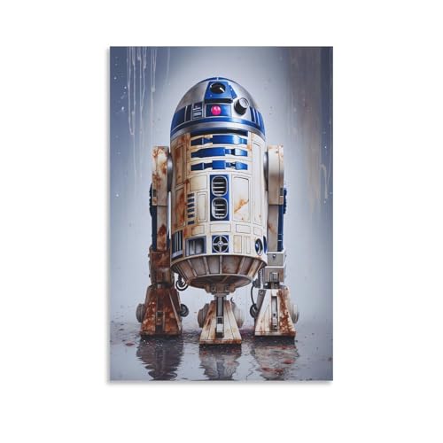 EVMILA Krieg der Sterne Poster, Dekoratives R2-D2 Gemälde, Leinwand, Wandkunst, Wohnzimmer, Poster, Schlafzimmer, Gemälde 24x36inch(60x90cm) von EVMILA
