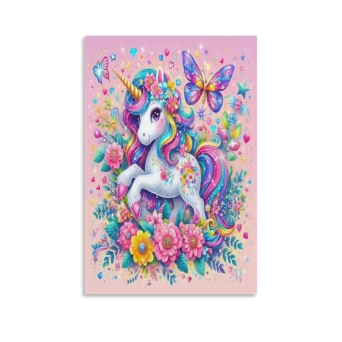 EVMILA Mein kleines Pony Poster;Wandbild Kunstdruck Wand-Dekorationen Regenbogen-Einhorn Mit Eindrucksvollen Farben 12x18inch(30x45cm) von EVMILA