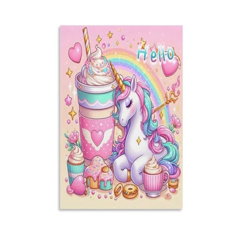 EVMILA Mein kleines Pony Poster;Wandbild Kunstdruck Wand-Dekorationen Regenbogen-Einhorn Mit Eindrucksvollen Farben 20x30inch(50x75cm) von EVMILA