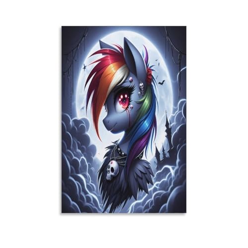 EVMILA Mein kleines Pony Poster Gemälde Poster Für Büro Regenbogen-Einhorn Klassenzimmer Leinwand Moderne Leinwand Wandkunst 08x12inch(20x30cm) von EVMILA