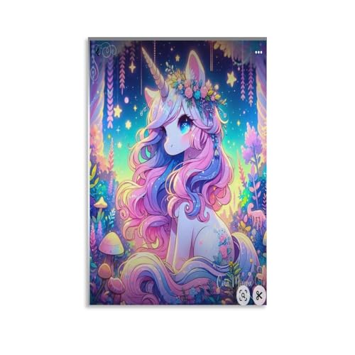 EVMILA Mein kleines Pony Poster Gemälde Poster Für Büro Regenbogen-Einhorn Klassenzimmer Leinwand Moderne Leinwand Wandkunst 12x18inch(30x45cm) von EVMILA