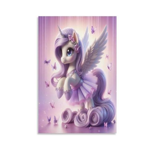 EVMILA Mein kleines Pony Poster Gemälde Poster Für Büro Regenbogen-Einhorn Klassenzimmer Leinwand Moderne Leinwand Wandkunst 16x24inch(40x60cm) von EVMILA