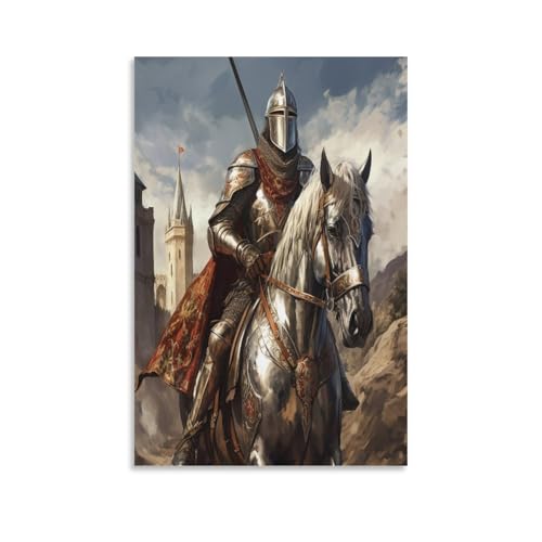 EVMILA Mittelalterlicher Ritter Poster Gemälde Poster Für Büro Klassenzimmer Leinwand Moderne Leinwand Wandkunst 20x30inch(50x75cm) von EVMILA