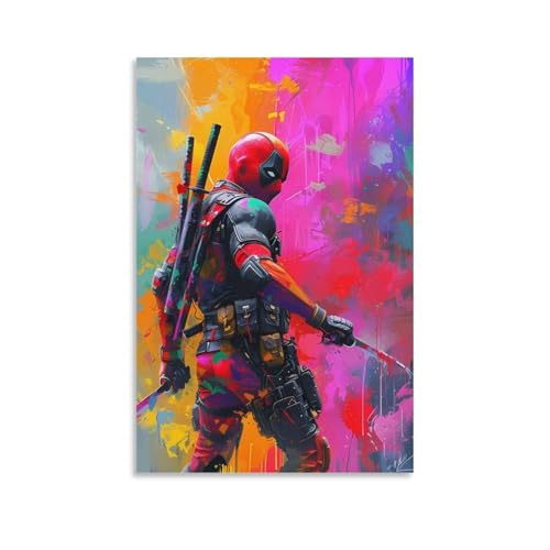 EVMILA Totes Schwimmbad Deadpool Poster Wallscroll Wandbanner Für Dekorative Rollbild Wandbild Stoff Poster Anime Leinwand Wandkunst Wand-Deko Leinwandbilder Ölgemälde 16x24inch(40x60cm) von EVMILA