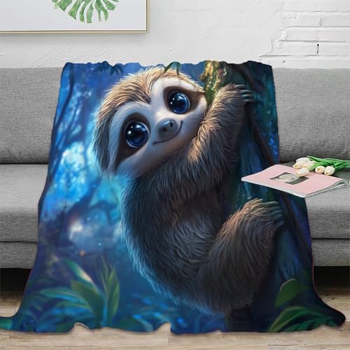 Faultier Wohndecken Sofadecke Couchdecke 3D Druck Fleecedecke Kuscheldecke Tagesdecke Flauschig Warm Bett Decken Weichen Flauschig for Erwachsene Kinder 60x80inch(150x200cm) von EVMILA