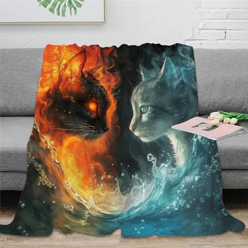 Flame Kat Couchdecke Wohndecke 3D Druck Sofadecke Fleecedecke Kuscheldecke Flauschig Warm Weichen Flauschig Bett Decken Tagesdecke for Erwachsene er 80x90inch(200x230cm) von EVMILA