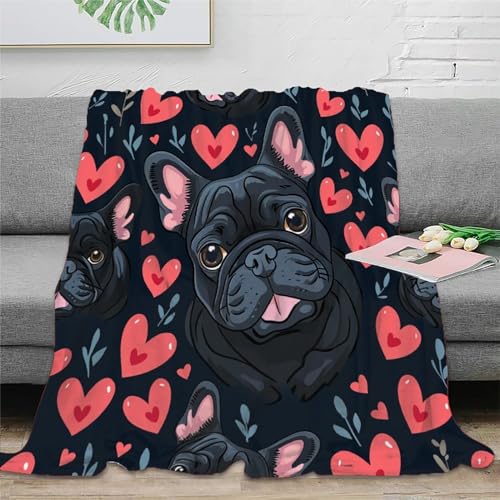Französische Bulldogge Decke Sofadecke Fleecedecke Couchdecke 3D Druck Tagesdecke Kuscheldecke Flauschig Warm Bett Decken Weichen Flauschig Für n 60x80inch(150x200cm) von EVMILA