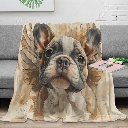 Französische Bulldogge Fleecedecke 3D Druck Wohndecken Couchdecke Sofadecke Kuscheldecke Tagesdecke Bett Decken Weichen Flauschig Flauschig Warm for Erwachsene er 80x90inch(200x230cm) von EVMILA