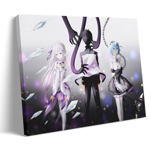 From Zero to Life in Another World Emilia X Rem Exquisites Anime-Poster, dekoratives Gemälde, Leinwand-Wandposter und Kunstdruck, modernes Familienschlafzimmer-Dekor-Poster, 20 x 30 cm von EVMILA