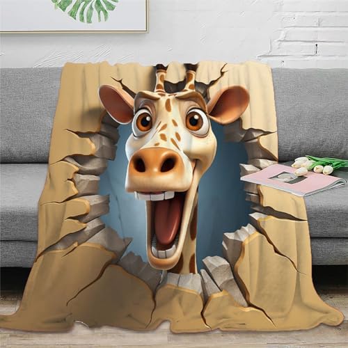 Giraffe Decke 3D Druck Couchdecke Sofadecke Fleecedecke Tagesdecke Bett Decken Flauschig Warm Kuscheldecke Weichen Flauschig for Erwachsene er 50x60inch(127x152cm) von EVMILA
