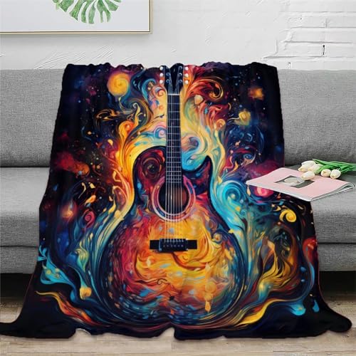Gitarre Wohndecke 3D Druck Fleecedecke Sofadecke Couchdecke Kuscheldecke Weichen Flauschig Tagesdecke Bett Decken Flauschig Warm for Erwachsene er 50x60inch(127x152cm) von EVMILA