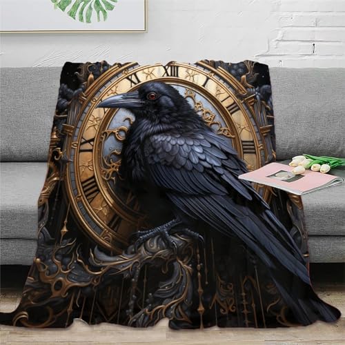 Gothic Crow Couchdecke Fleecedecke Sofadecke 3D Druck Rabe Decke Bett Decken Tagesdecke Flauschig Warm Weichen Flauschig Kuscheldecke for Erwachsene Kinder 80x90inch(200x230cm) von EVMILA