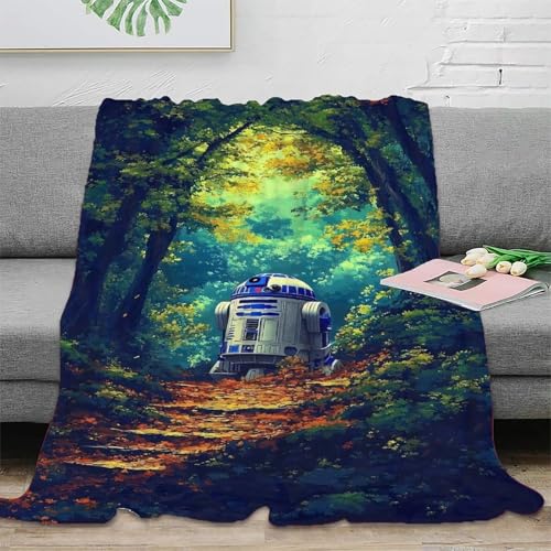 Krieg der Sterne Fleecedecke Wohndecken Couchdecke 3D Druck R2-D2 Sofadecke Kuscheldecke Weichen Flauschig Bett Decken Flauschig Warm Tagesdecke Für Mädchen Jungen 60x80inch(150x200cm) von EVMILA