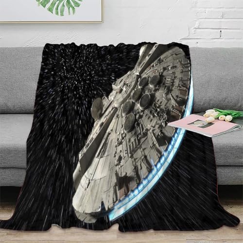 Krieg der Sterne Wohndecken Sofadecke Fleecedecke 3D Druck Millennium Falcon Couchdecke Weichen Flauschig Flauschig Warm Kuscheldecke Tagesdecke Bett Decken for Erwachsene Kinder 60x80inch(150x200cm) von EVMILA