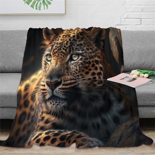 Leopard Fleecedecke Wohndecken Couchdecke Sofadecke 3D Druck Wildtiere Weichen Flauschig Tagesdecke Flauschig Warm Kuscheldecke Bett Decken for Erwachsene Kinder 60x80inch(150x200cm) von EVMILA