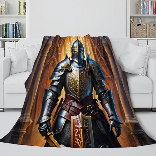 Mittelalterlicher Ritter Couchdecke Wohndecke Fleecedecke Sofadecke 3D Druck Rüstung Weichen Flauschig Kuscheldecke Flauschig Warm Bett Decken Tagesdecke Für Mädchen Jungen 60x80inch(150x200cm) von EVMILA